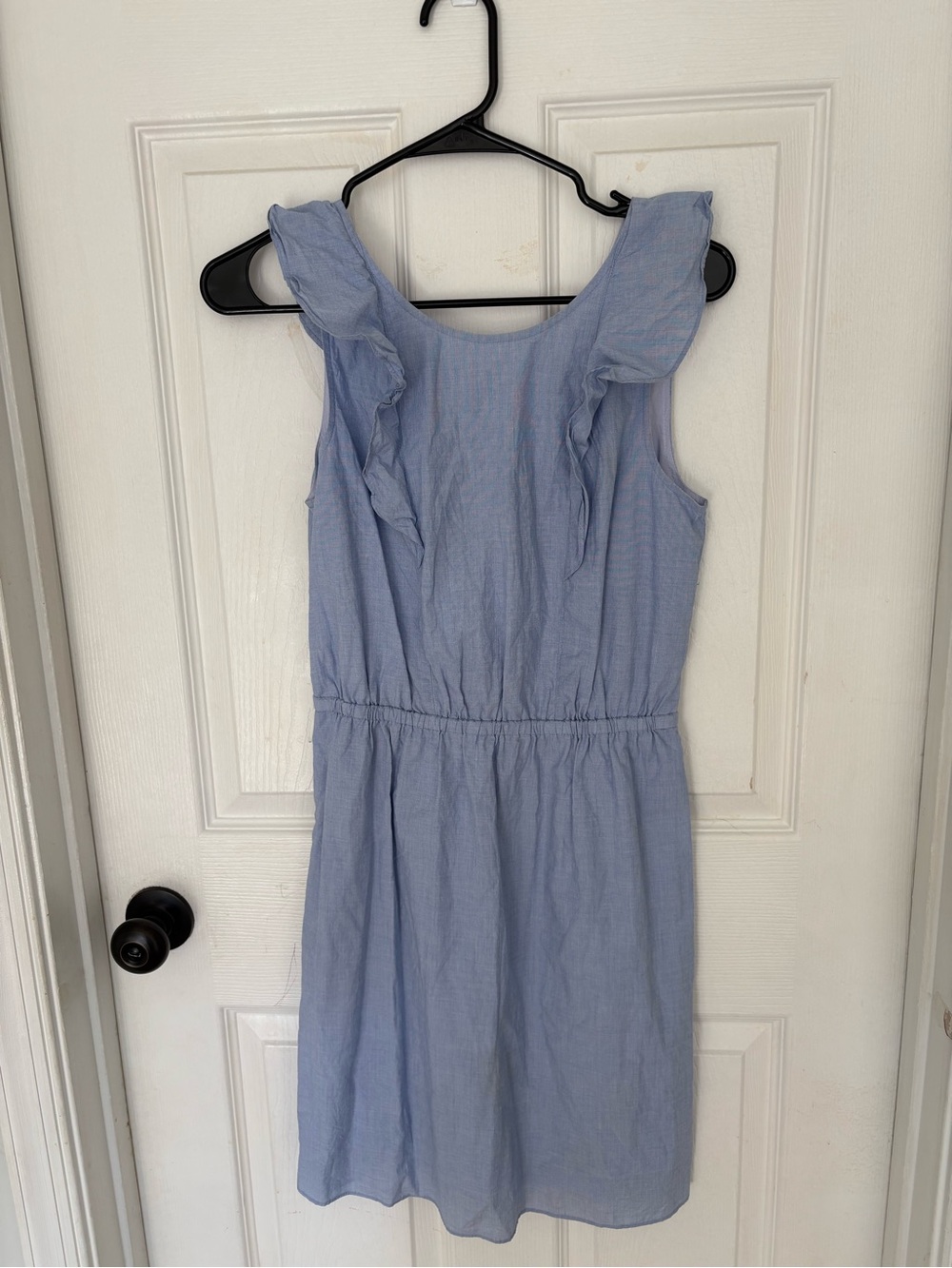 Women’s Light Blue Ruffle Shoulder Dress